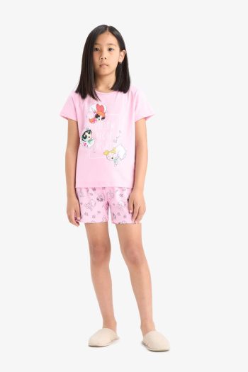 Girls' PowerPuff Girls Pajama Set with Short Sleeves and Shorts