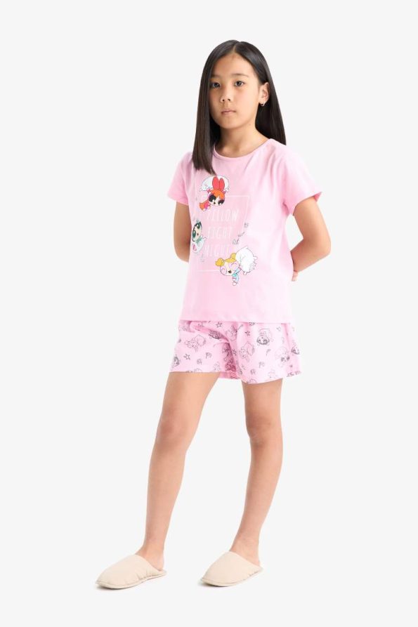 Girls' PowerPuff Girls Pajama Set with Short Sleeves and Shorts