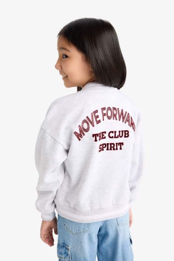 Girls' College Style Printed Bomber Jacket