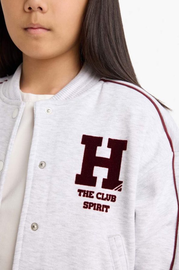 Girls' College Style Printed Bomber Jacket