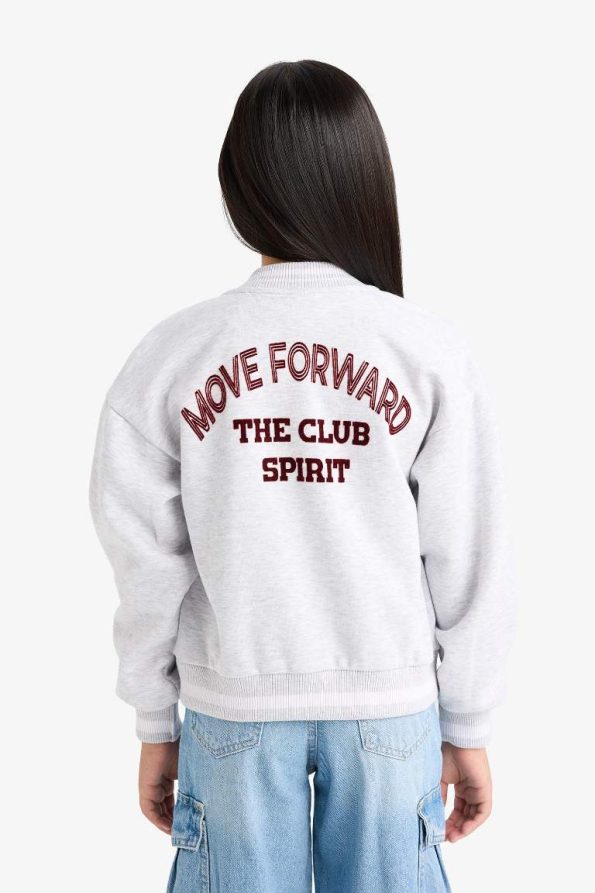 Girls' College Style Printed Bomber Jacket