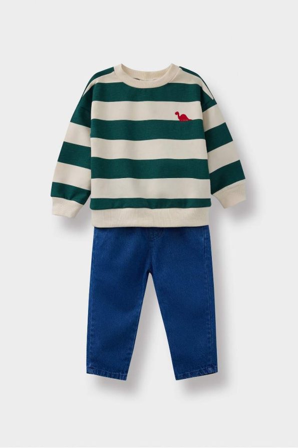 Boys' 2-Piece Striped Sweatshirt and Jean Pants Set