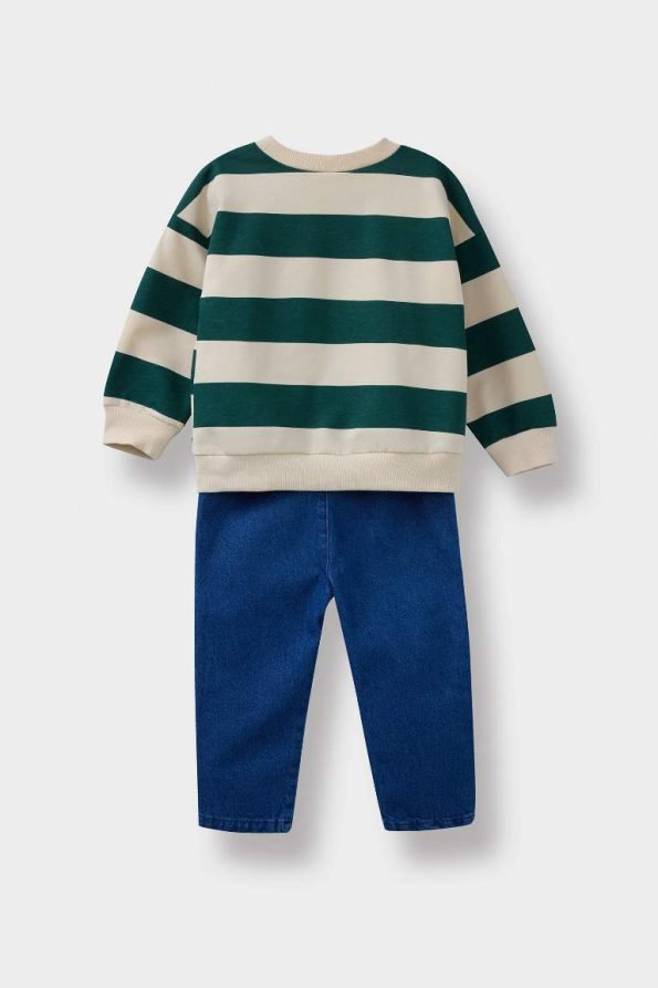 Boys' 2-Piece Striped Sweatshirt and Jean Pants Set