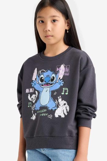 Girls' Disney Lilo & Stitch Relaxed Fit Crew Neck Sweatshirt