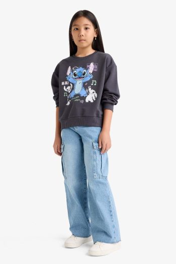 Girls' Disney Lilo & Stitch Relaxed Fit Crew Neck Sweatshirt