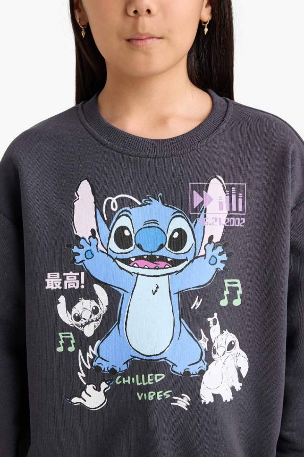 Girls' Disney Lilo & Stitch Relaxed Fit Crew Neck Sweatshirt