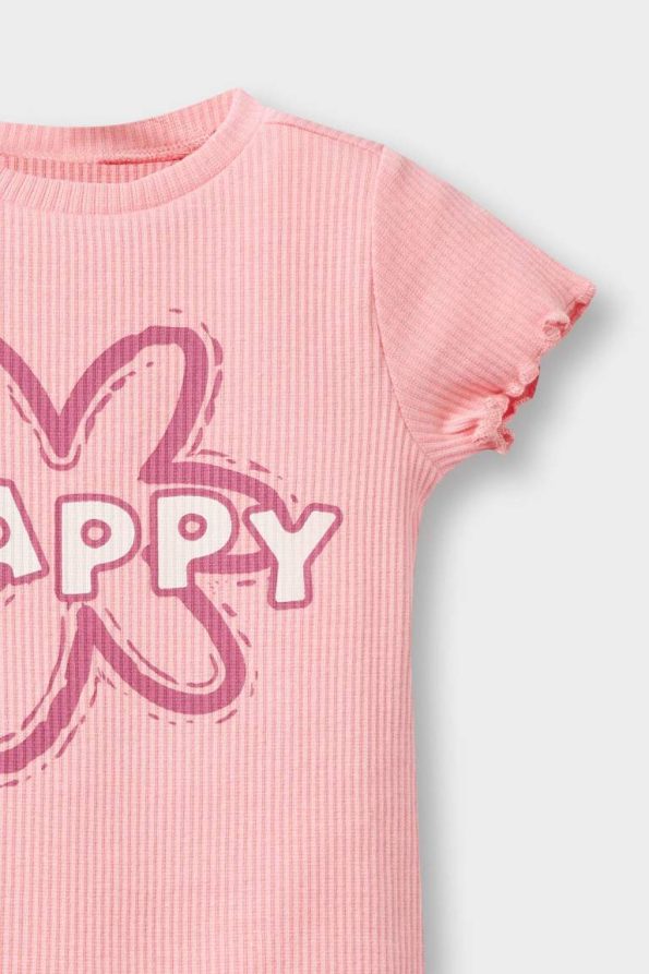 Girls' Baby 2-Piece Floral Ribbed Jersey Short Sleeve T-Shirt and Flared Leggings