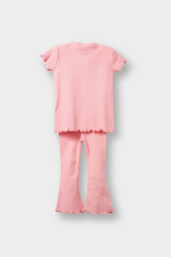 Girls' Baby 2-Piece Floral Ribbed Jersey Short Sleeve T-Shirt and Flared Leggings