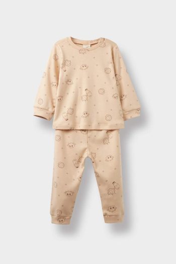 Boys' Patterned Pajama Set with Long Sleeves and Pants