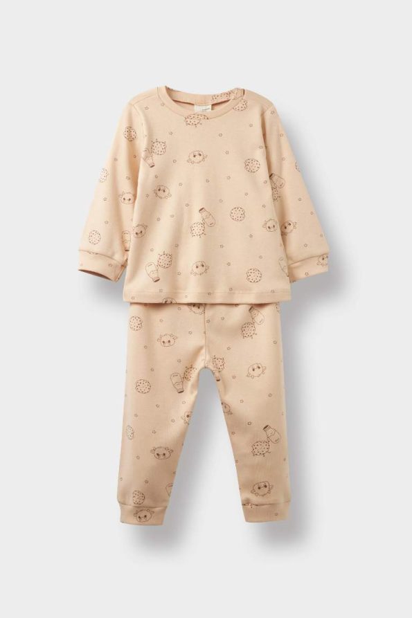 Boys' Patterned Pajama Set with Long Sleeves and Pants