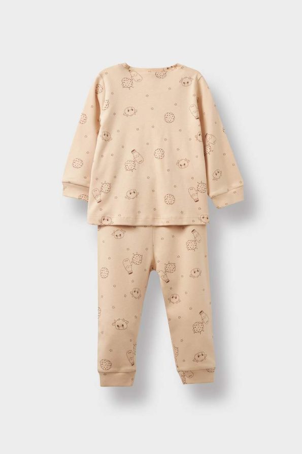 Boys' Patterned Pajama Set with Long Sleeves and Pants