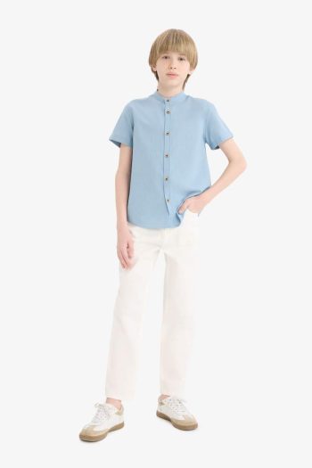 Boys' Short Sleeve Mandarin Collar Shirt