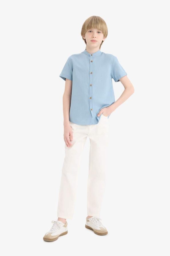 Boys' Short Sleeve Mandarin Collar Shirt