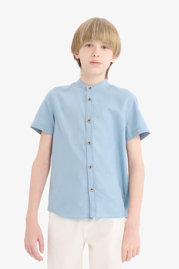 Boys' Short Sleeve Mandarin Collar Shirt