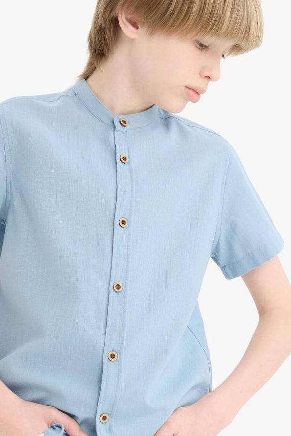 Boys' Short Sleeve Mandarin Collar Shirt