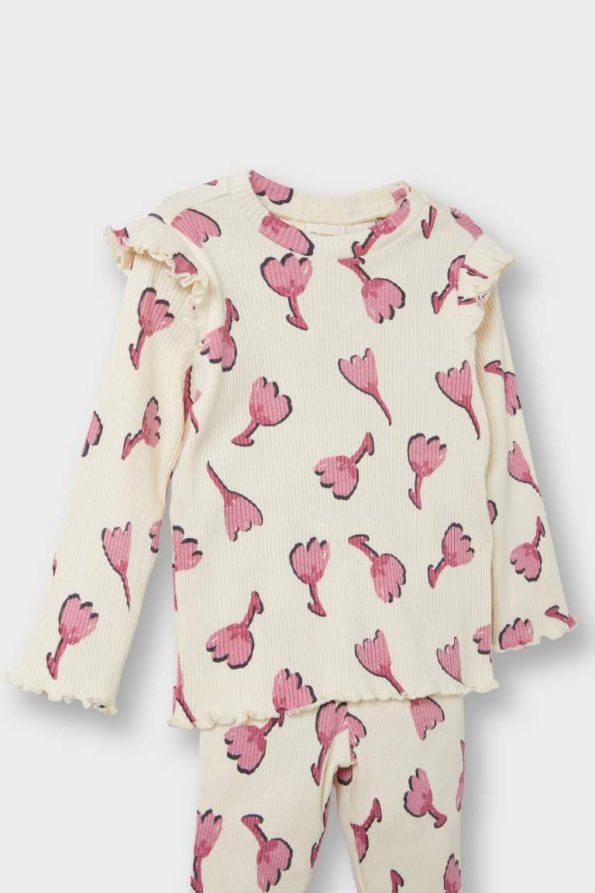Girls' Baby 2-Piece Floral Ribbed Sweatshirt and Flared Leggings Set