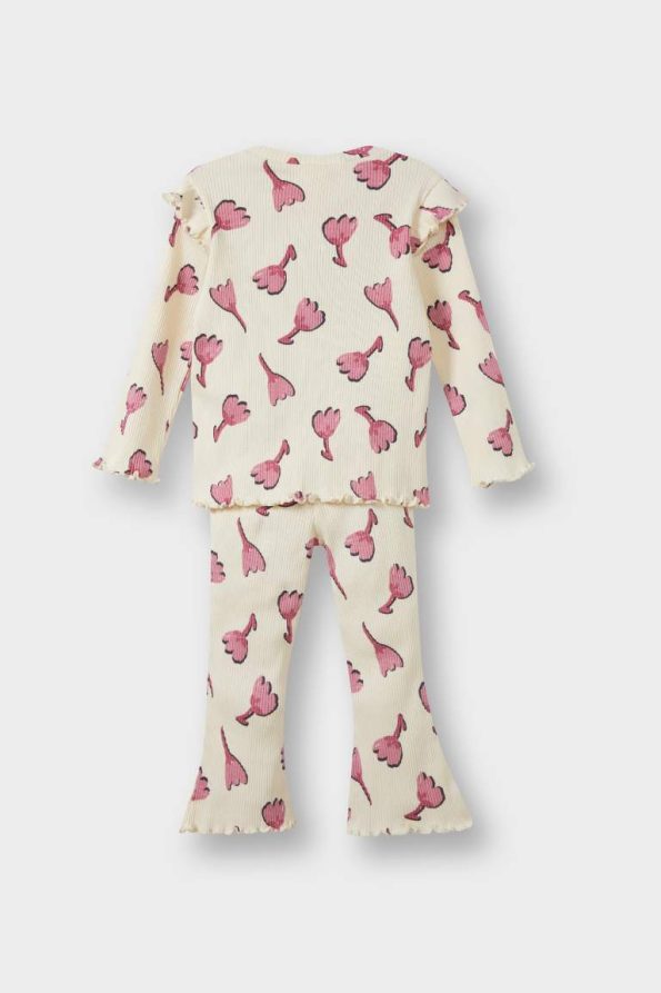 Girls' Baby 2-Piece Floral Ribbed Sweatshirt and Flared Leggings Set