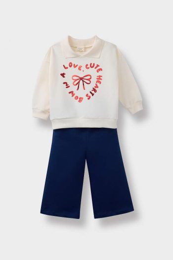 Girls' Baby 2-Piece Printed Soft Fleece School Sweatshirt and Pants Set