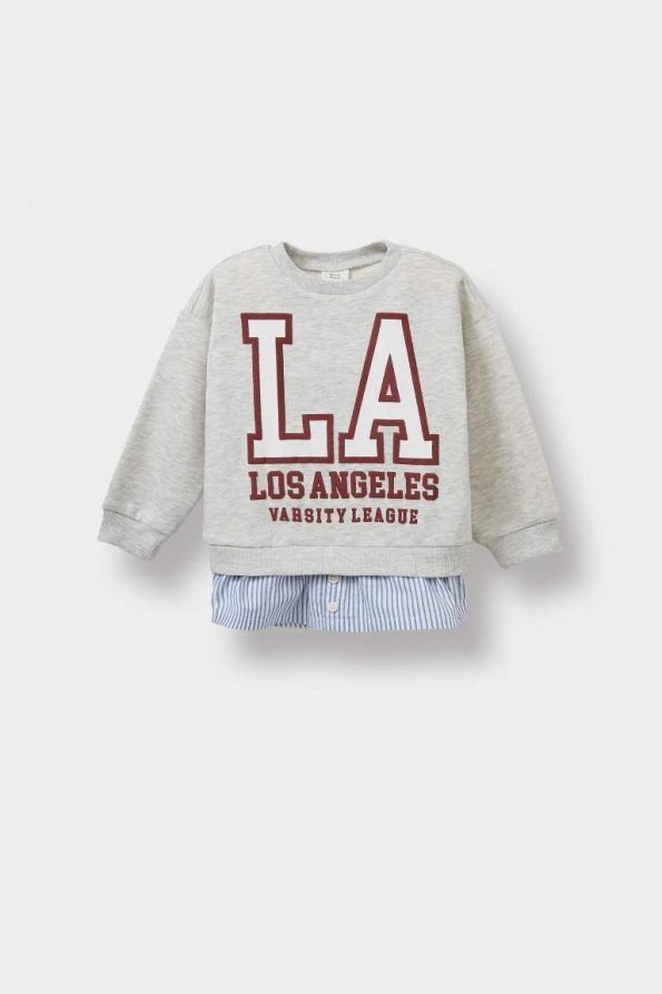 Girls' Soft Fleece Lined School Sweatshirt with Bicycle Neck Design