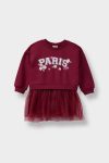 Girls' Printed Long Sleeve Tulle Dress