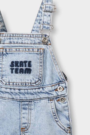 Boys' Baby Label Print Denim Overalls
