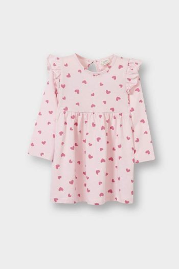 Girls' Long Sleeve Heart Print Dress