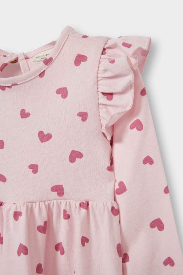 Girls' Long Sleeve Heart Print Dress