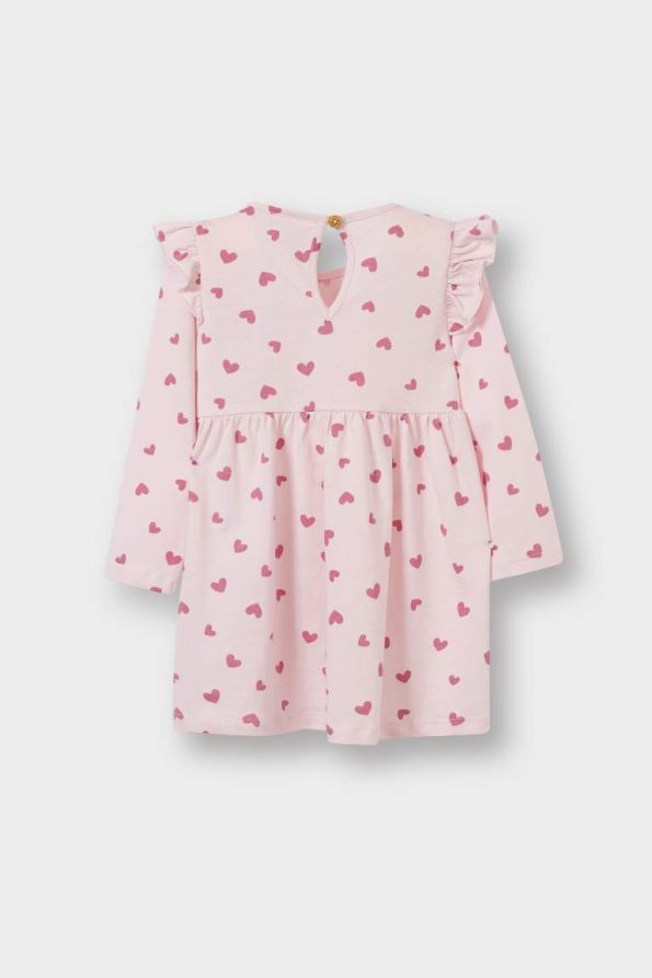 Girls' Long Sleeve Heart Print Dress