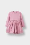 Baby Girl Long Sleeve Ribbed Dress with Balloon Skirt