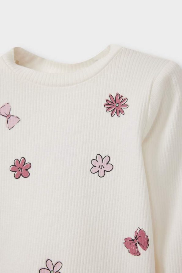 Girls' Long Sleeve Bicycle Neck Printed T-Shirt