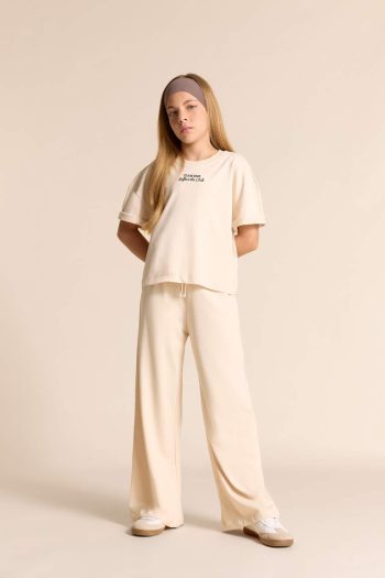 Girls' 2-Piece Set with Short Sleeve Printed T-Shirt and Elastic Waist Long Pants