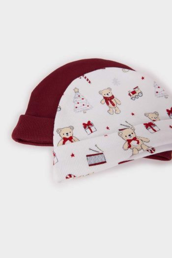 Baby Boy Newborn Patterned Cotton Beanie Set