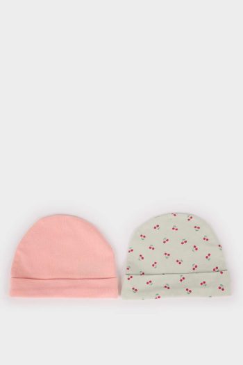 Newborn Baby Girl Patterned Cotton Hat Set