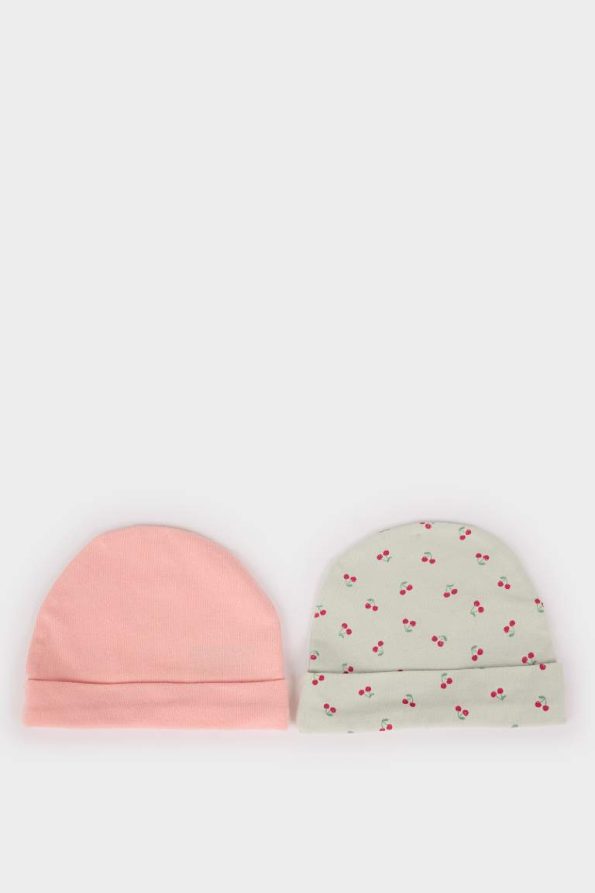 Newborn Baby Girl Patterned Cotton Hat Set