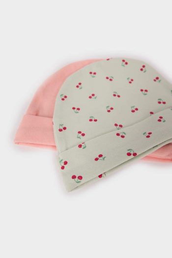 Newborn Baby Girl Patterned Cotton Hat Set