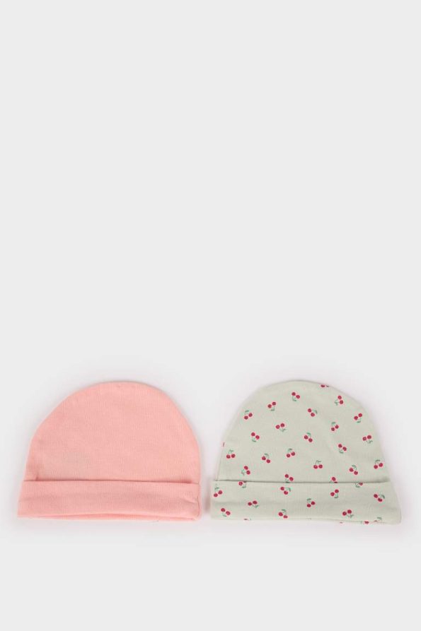 Newborn Baby Girl Patterned Cotton Hat Set
