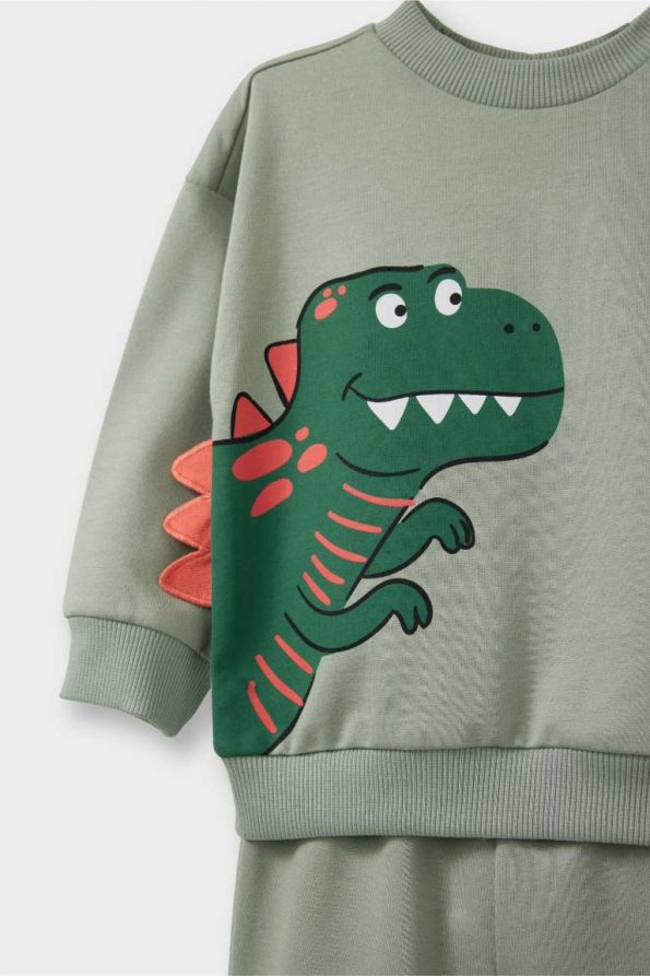 Boys' 2-Piece Set with 3D Dinosaur Print Sweatshirt and Pants