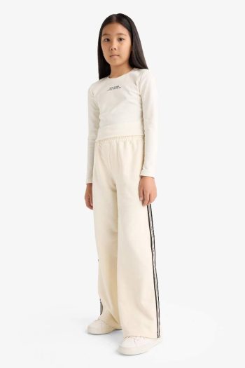 Girls' Elastic Waist Wide Leg Sweatpants