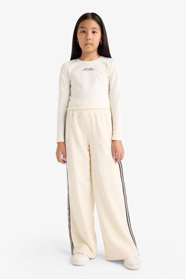 Girls' Elastic Waist Wide Leg Sweatpants