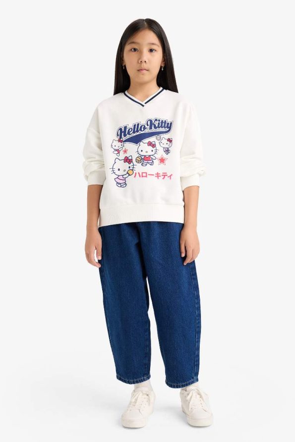 Girls' Hello Kitty Oversized V-Neck Sweatshirt