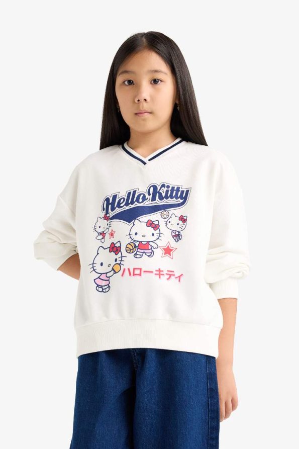 Girls' Hello Kitty Oversized V-Neck Sweatshirt