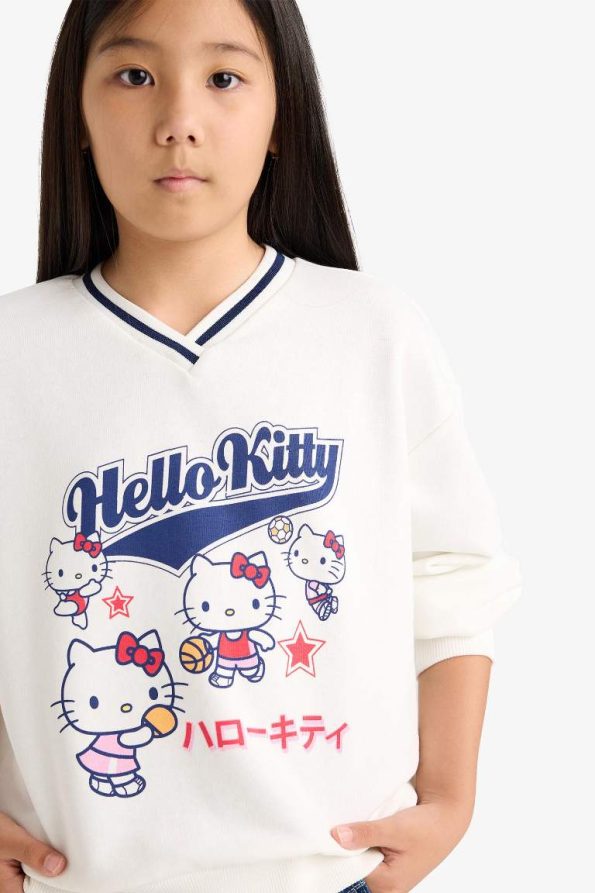Girls' Hello Kitty Oversized V-Neck Sweatshirt