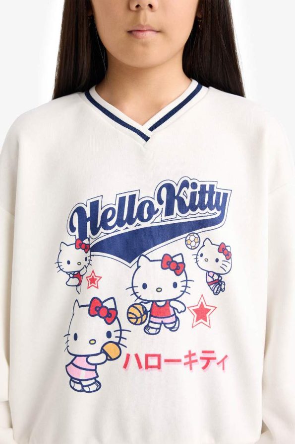 Girls' Hello Kitty Oversized V-Neck Sweatshirt