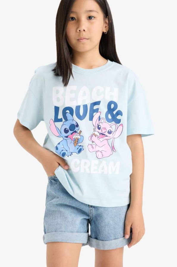 Girls' Disney Lilo & Stitch Relaxed Fit Short Sleeve T-Shirt