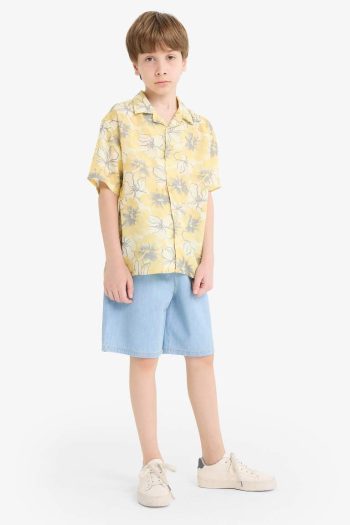 Boys' Oversized Patterned Short Sleeve Polo Shirt