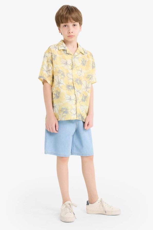 Boys' Oversized Patterned Short Sleeve Polo Shirt