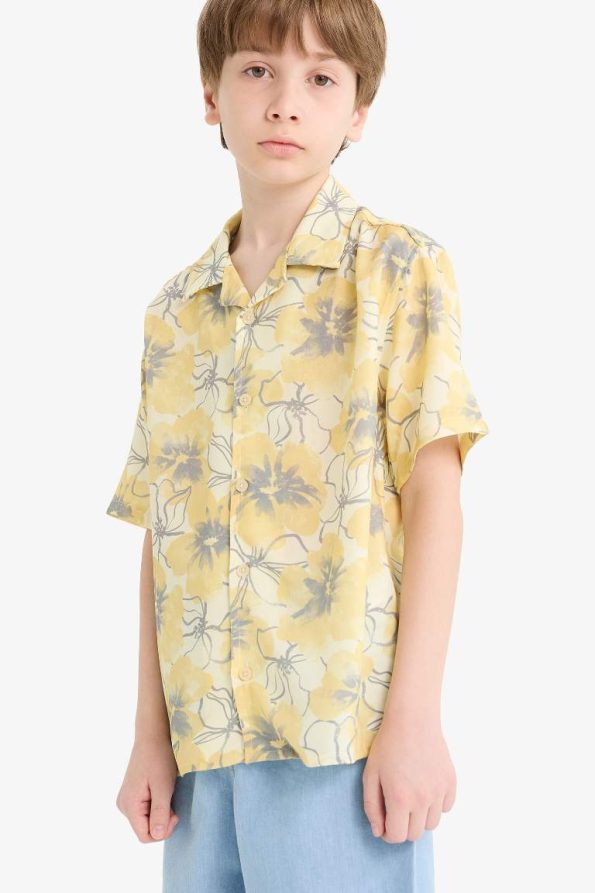 Boys' Oversized Patterned Short Sleeve Polo Shirt