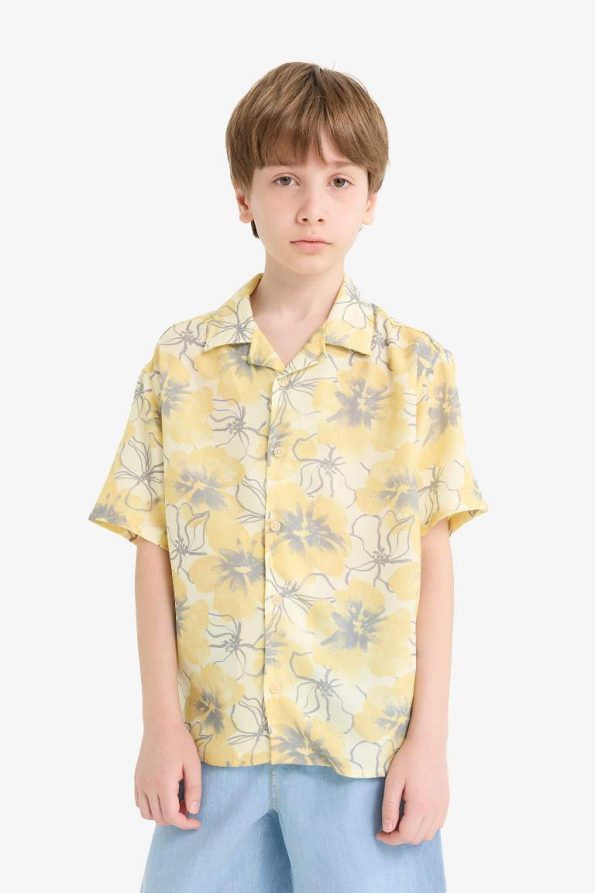 Boys' Oversized Patterned Short Sleeve Polo Shirt
