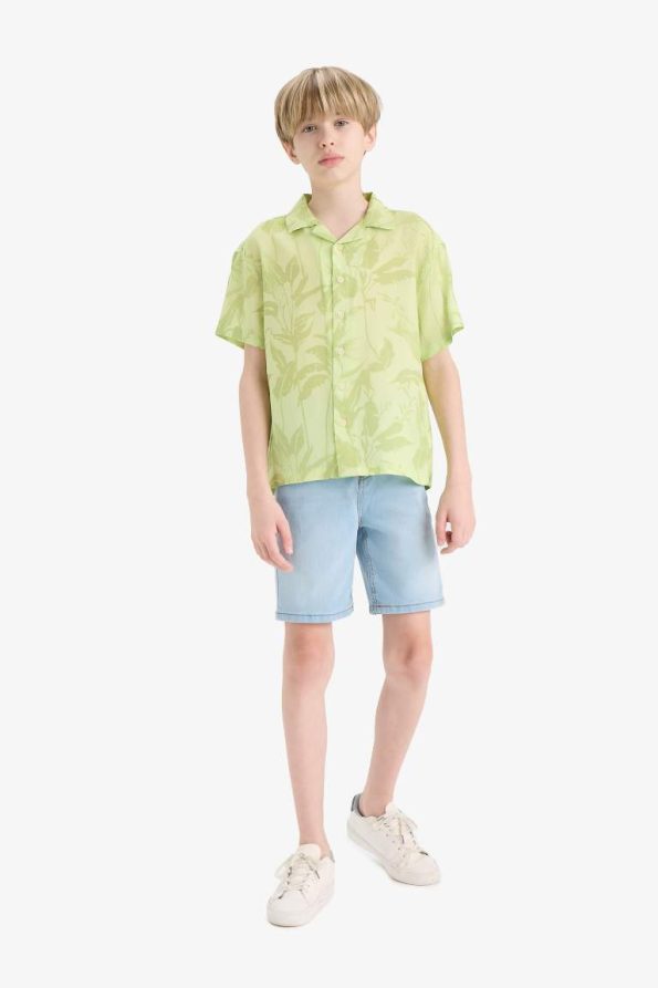 Boys' Oversized Patterned Short Sleeve Polo Shirt