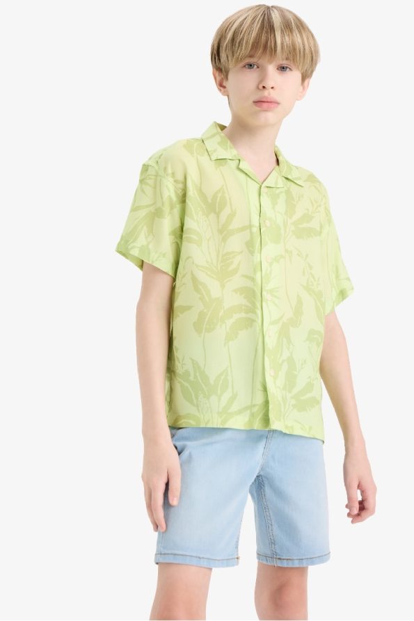 Boys' Oversized Patterned Short Sleeve Polo Shirt